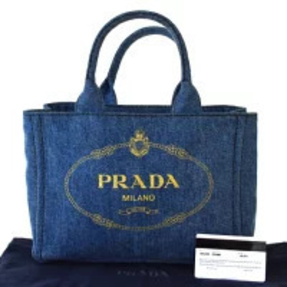 Prada Canapa Tote Bag Handbag Denim Canvas